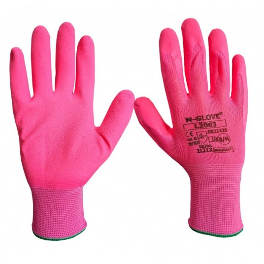 Rękawice powlekane lateksem M-GLOVE L2003 2121X PINK - różowy