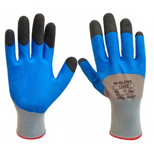 Rękawice powlekane lateksem M-GLOVE L2005 KAT.I. - niebieski -zdjęcie numer 1
