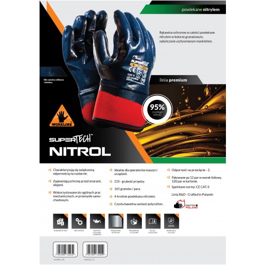 Rękawice powlekane nitrylem Worklink SUPERTECH NITROL