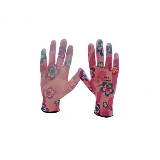 Rękawice powlekane poliuretanem M-GLOVE FLOWERS VIOLET KAT.I.