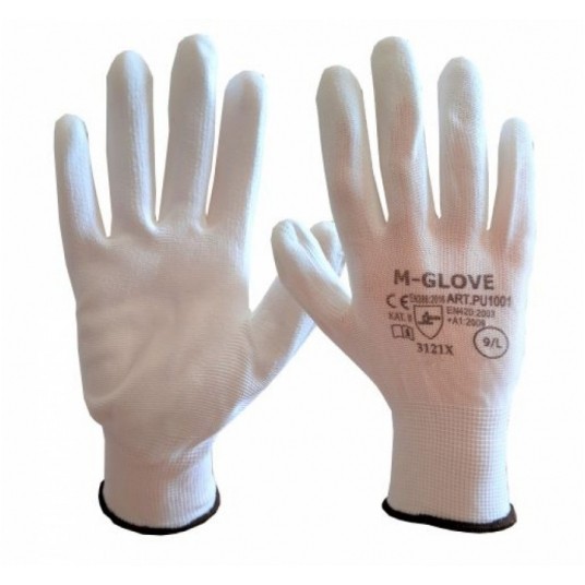 Rękawice powlekane poliuretanem M-GLOVE PU1001 3121X - biały