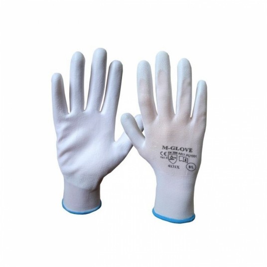 Rękawice powlekane poliuretanem M-GLOVE PU1001 4131X - biały
