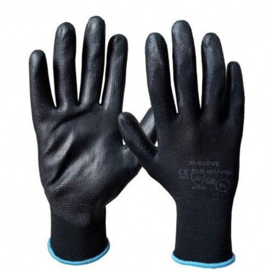 Rękawice powlekane poliuretanem M-GLOVE PU1001 4131X - czarny