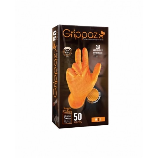 Rękawice warsztatowe GRIPPAZ 246 (50szt.) - pomarańczowy -zdjęcie numer 4