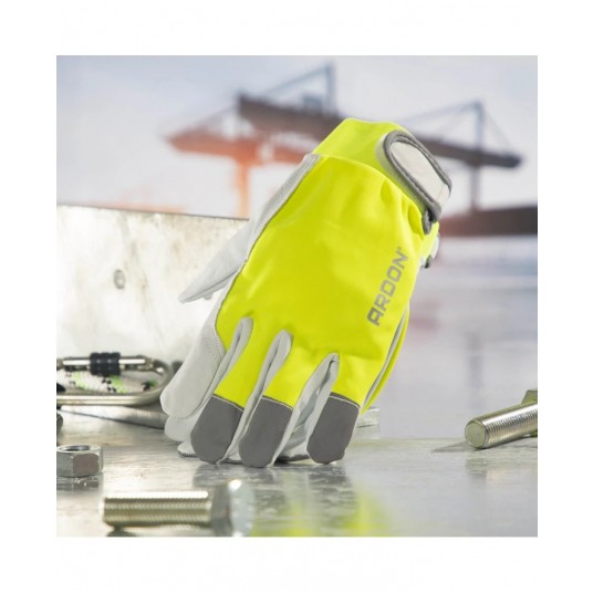 Rękawice wzmacniane skórą ARDON HOBBY REFLEX z blistrem - hi-vis żółty