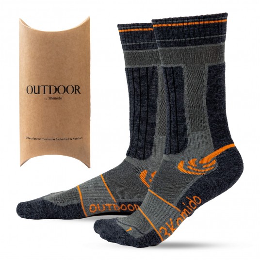 Skarpety Merino 3Kamido OUTDOOR - szaro-pomarańczowy
