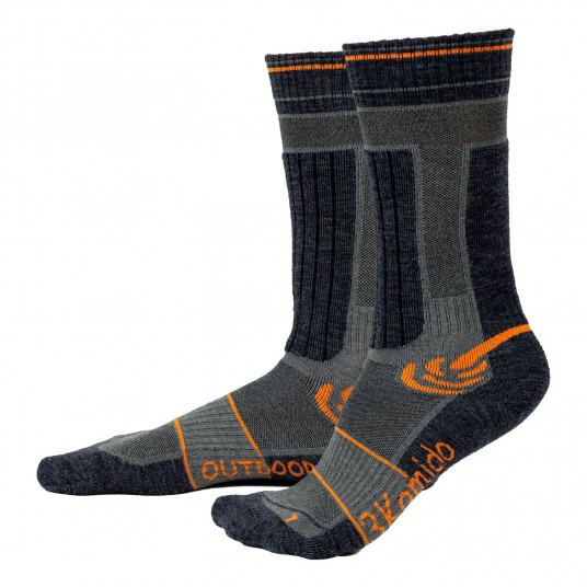 Skarpety Merino 3Kamido OUTDOOR - szaro-pomarańczowy