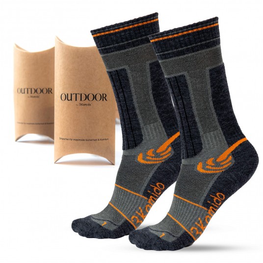 Skarpety Merino 3Kamido OUTDOOR - szaro-pomarańczowy