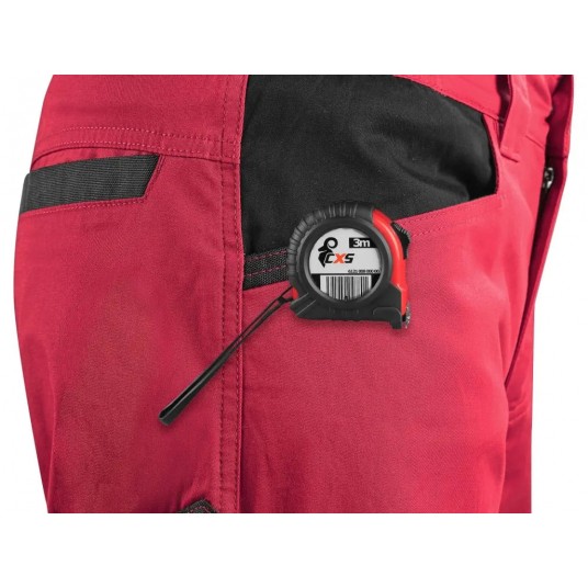 Spodnie do pasa CXS SOLIS FLEX - czerwony-czarny