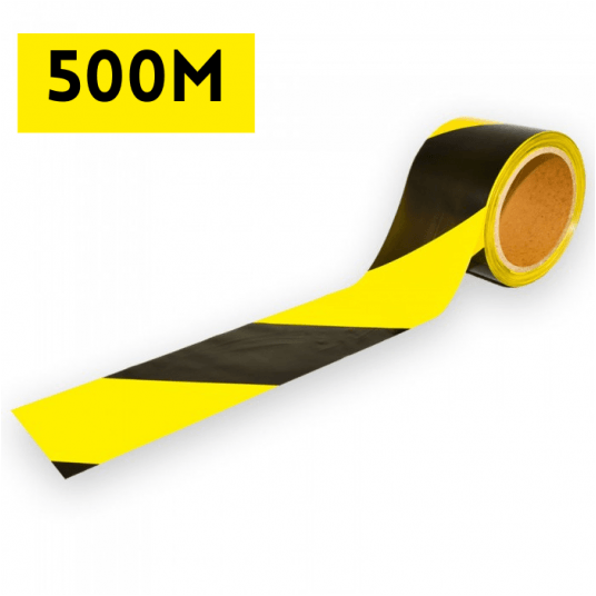 Taśma ostrzegawcza folia TRED100 8cm - żółto-czarna - 500m