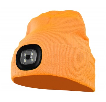 Czapka z dzianiny CHAPLIN z LED - pomarańczowy