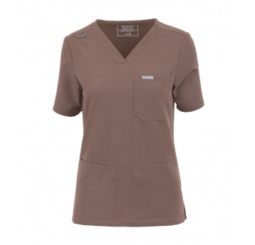 MYNTS V-Neck Two Pockets – Scrub Top Women WMT002 Sahara Mokka