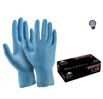 Rękawice nitrylowe bezproszkowe Active Gear DEXT D3610 (100szt.) - niebieski