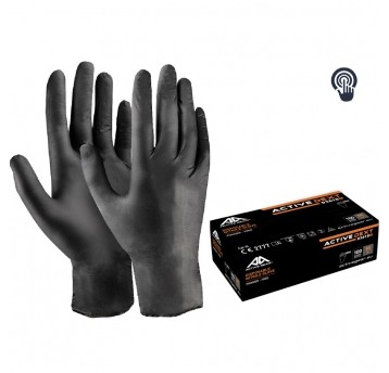 Rękawice nitrylowe bezproszkowe Active Gear DEXT D3620 (100szt.) - czarny