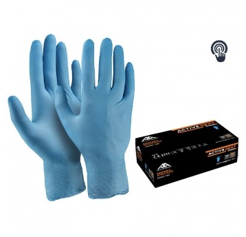 Rękawice nitrylowe bezproszkowe Active Gear DEXT D3750 (100szt.) - niebieski