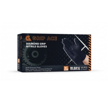 Rękawice nitrylowe GRIP ACE Black (50szt.) - XL
