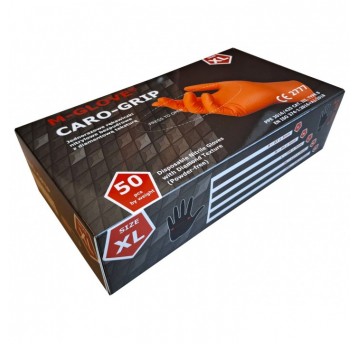 Rękawice nitrylowe M-GLOVE CARO-GRIP ORANGE (50 szt.)