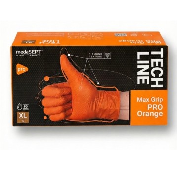 Rękawice nitrylowe medaSEPT Max Grip PRO Prefer (90szt.) - pomarańczowy - XL/10