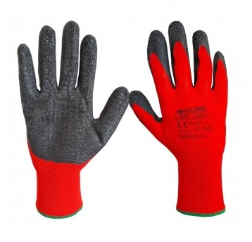 Rękawice powlekane lateksem M-GLOVE L2001 KAT.I. - czerwony