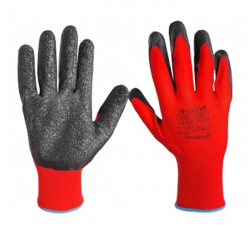Rękawice powlekane lateksem M-GLOVE L2001 RED 2132X - czerwony