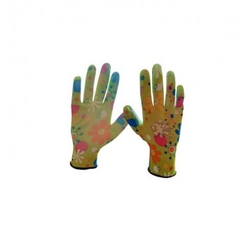 Rękawice powlekane poliuretanem M-GLOVE FLOWERS GREEN KAT.I.