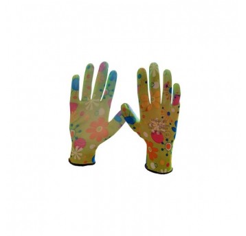 Rękawice powlekane poliuretanem M-GLOVE FLOWERS GREEN KAT.I.