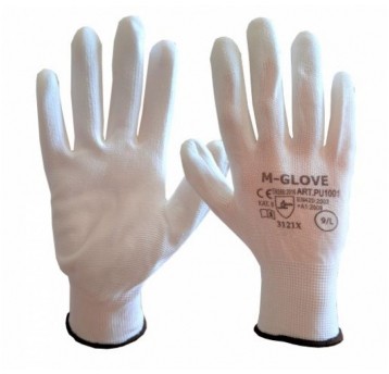 Rękawice powlekane poliuretanem M-GLOVE PU1001 3121X - biały