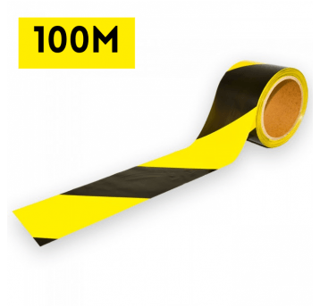 Taśma ostrzegawcza folia TRED100 8cm - żółto-czarna - 100m